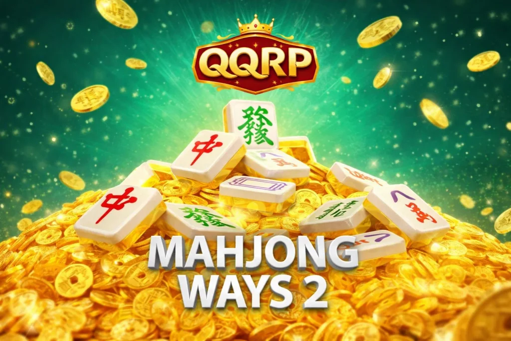 Tampilan utama MAHJONG WAYS 2 di QQRP dengan latar arsitektur klasik dan simbol mahjong elegan