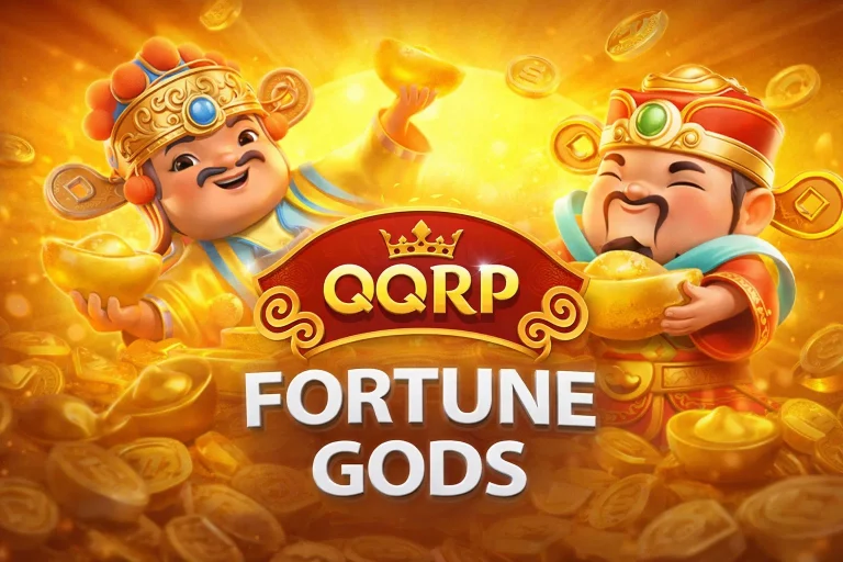 Visual Dewa Rezeki dalam permainan Fortune Gods yang diakses melalui aplikasi QQRP untuk pengalaman bermain yang lancar.